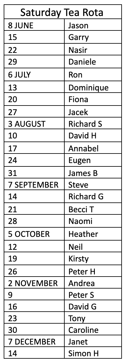 Saturday Tea Rota